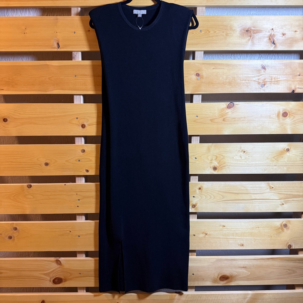 J.Crew Sweater Dress Womens M Black Sleeveless Ribbed Knit Midi Side Slit